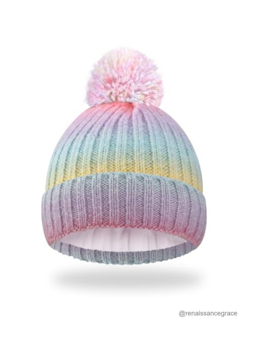 Kids Winter Beanie Warm Knit Skull Hat Pom Cuffed Chunky Stretchy